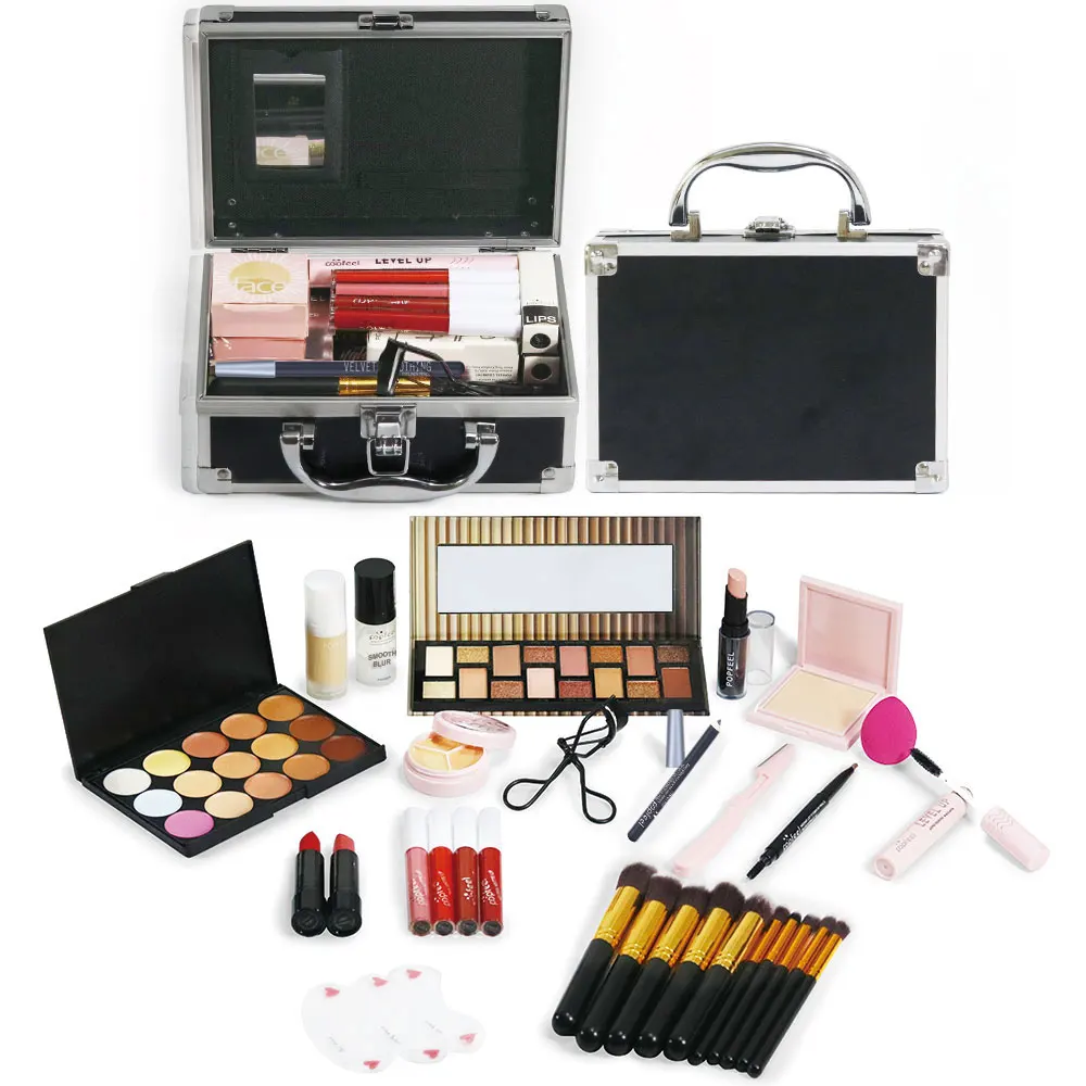 Kit trucco tutto in uno |   Set cosmetico professionale con pennelli, rossetti, ombretti, fard e primer |   Per principianti/espert