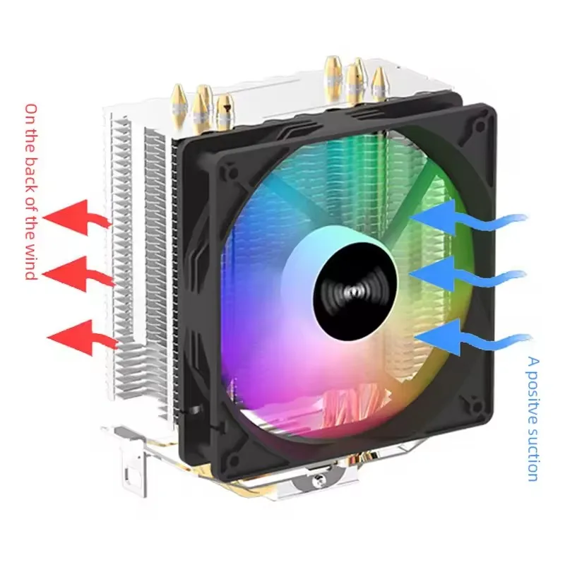 Goldpo CPU Cooler 4 Heat Pipes PC Radiator Cooling 3PIN PWM Silent Rgb Fan For Intel 1700 1150 1155 1156 1366 AM2/AM3/AM4 AMD