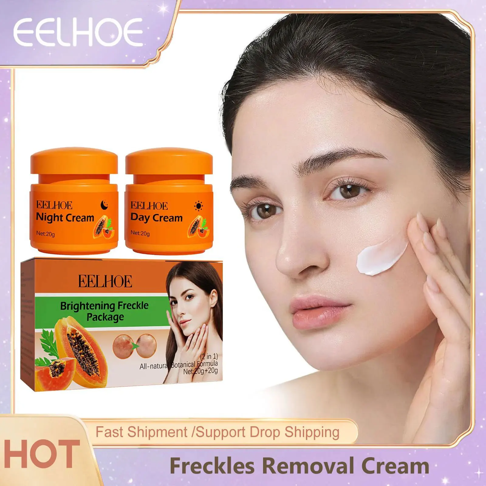 

Papaya Whitening Face Cream Brighten Freckles Fade Melasma Removal Dark Spots Acne Moisturizing Facial Skin Care Day Night Cream