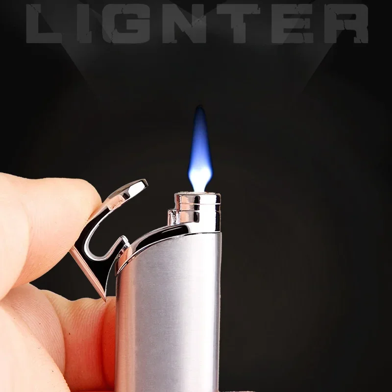New Fashionable metal mini windproof tungsten wire lighter blue flame direct spray gas torch lighter portable cigarette lighter