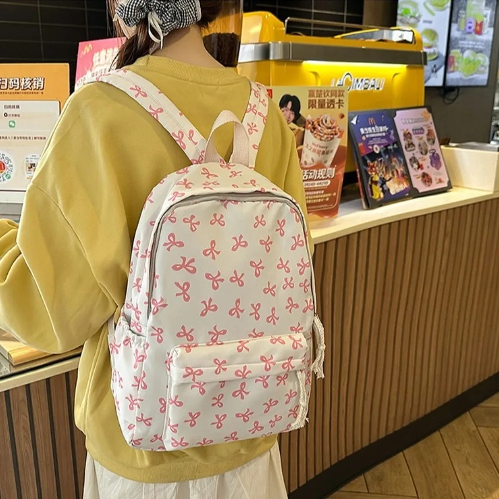 

Nylon Bow Backpack Lightweight Japanese Style Students School Bag Storage Bag Large Capacity Teenagers Shoulder Bag