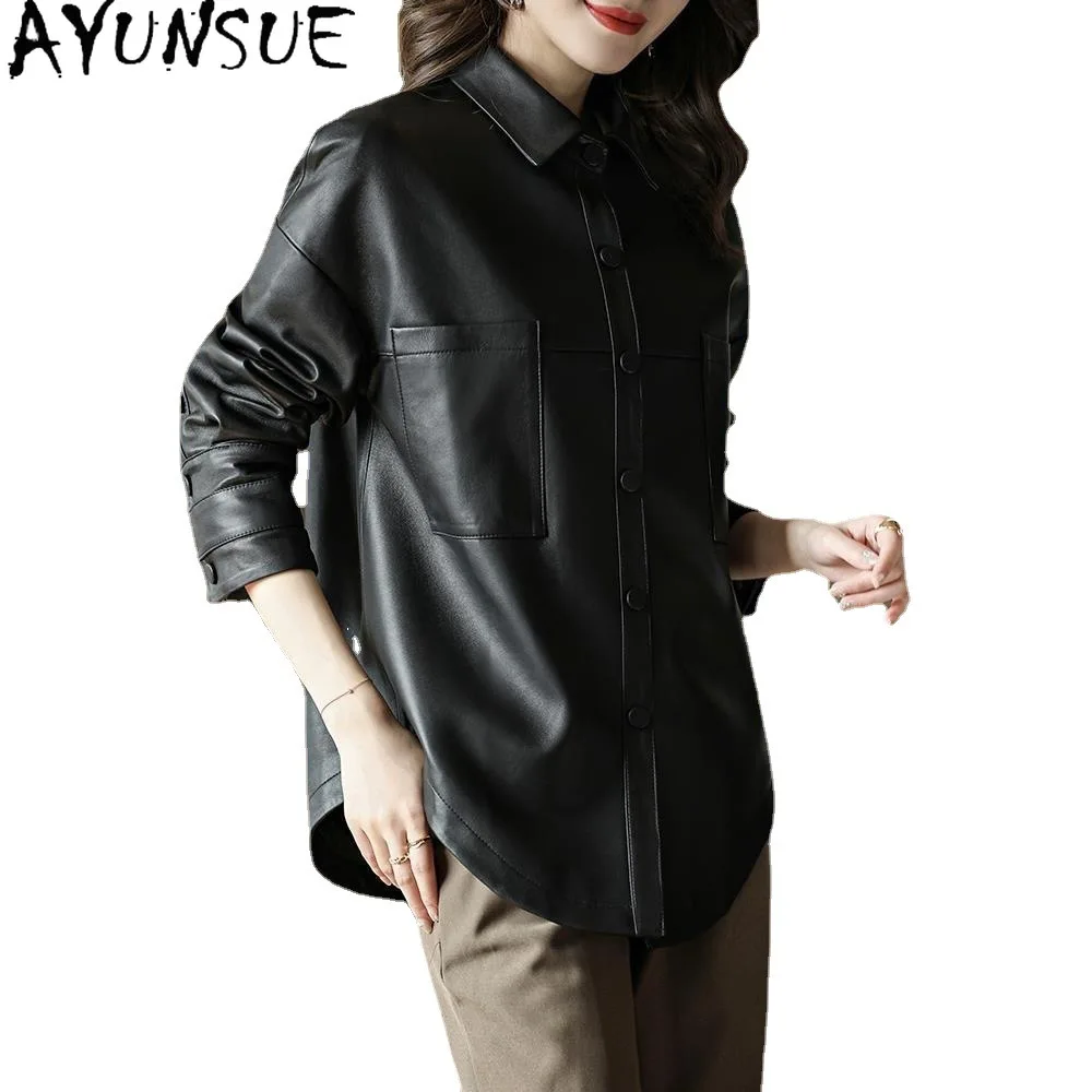 AYUNSUE haut De gamme en peau De mouton veste en cuir véritable femmes 2025 mi-longue Trench manteau automne vêtements coupe ajustée Jaqueta De Couro