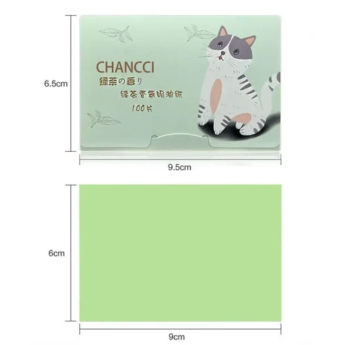 Imagen 2 del producto 100 unids/bolsa de papel absorbente para Control de aceite, toallita de té verde, hoja absorbente de eliminación de aceite, papel secante facial aceitoso Matcha, venta al por mayor
