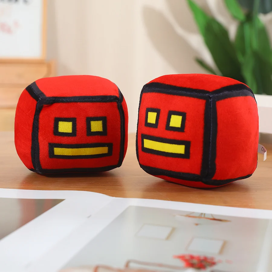 12cm Yellow Red Geometry Dash Plush Toys Cute Soft Stuffed Anime Game Dolls For Kid Birthday Christmas Gift Keepsake Decor