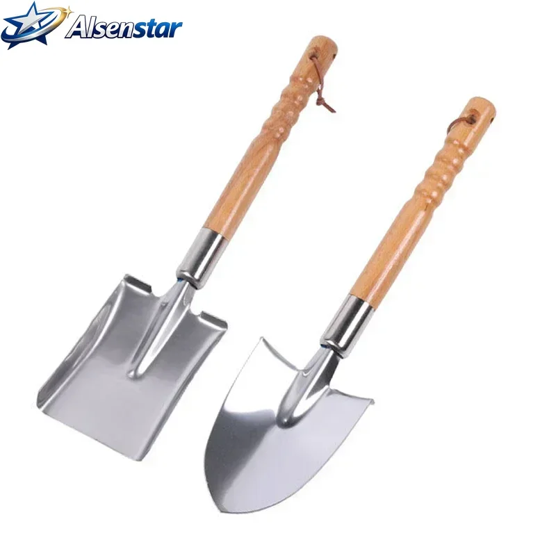 1 stainless steel multifunctional farming transplant shovel, portable household tool, wooden handle garden shovel