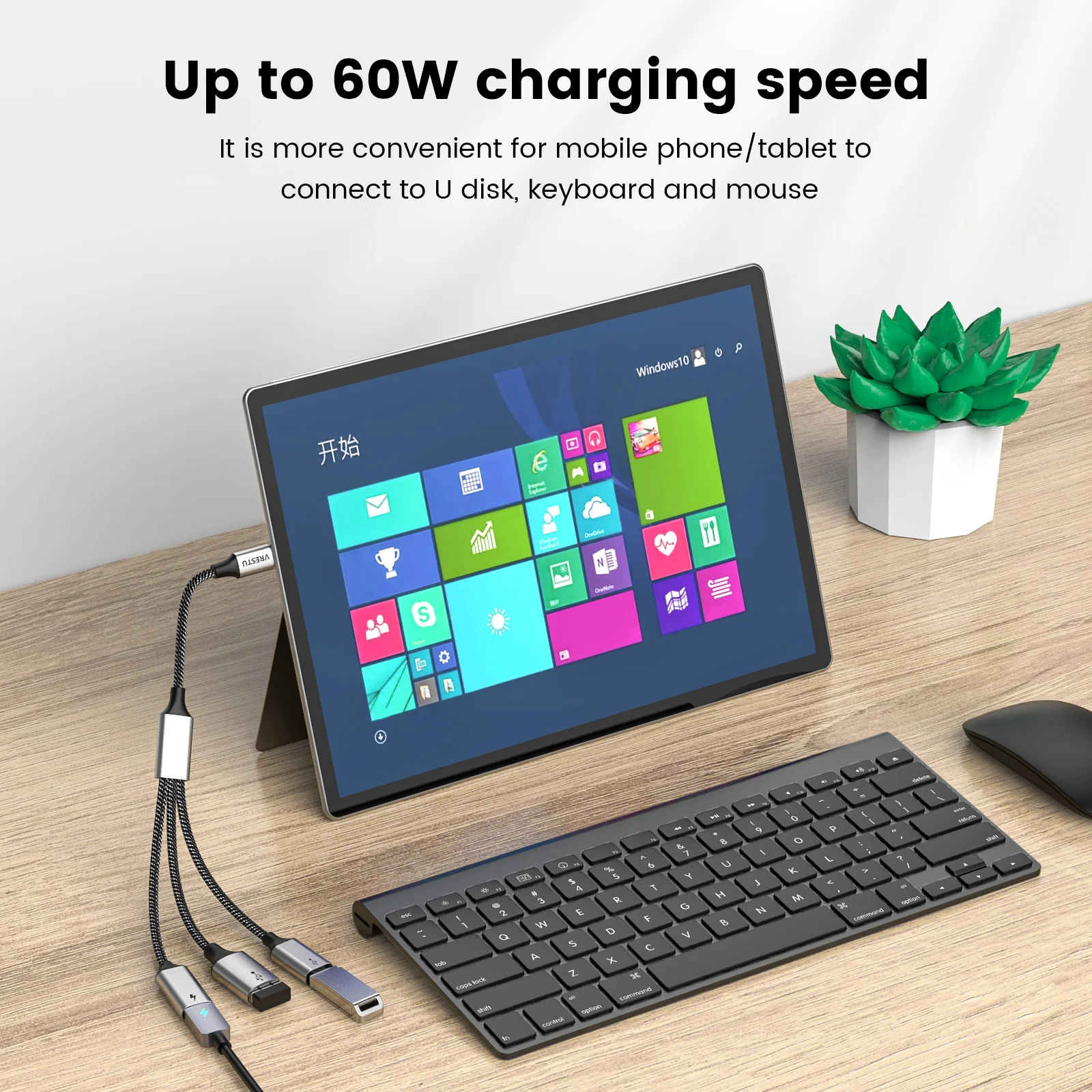 USB C Dock Station USB Type C to Dual USB2.0 OTG Adapter 허브 Multi Port Data 60W Charge Hub for Samsung Huawei iPad Chromecast TV