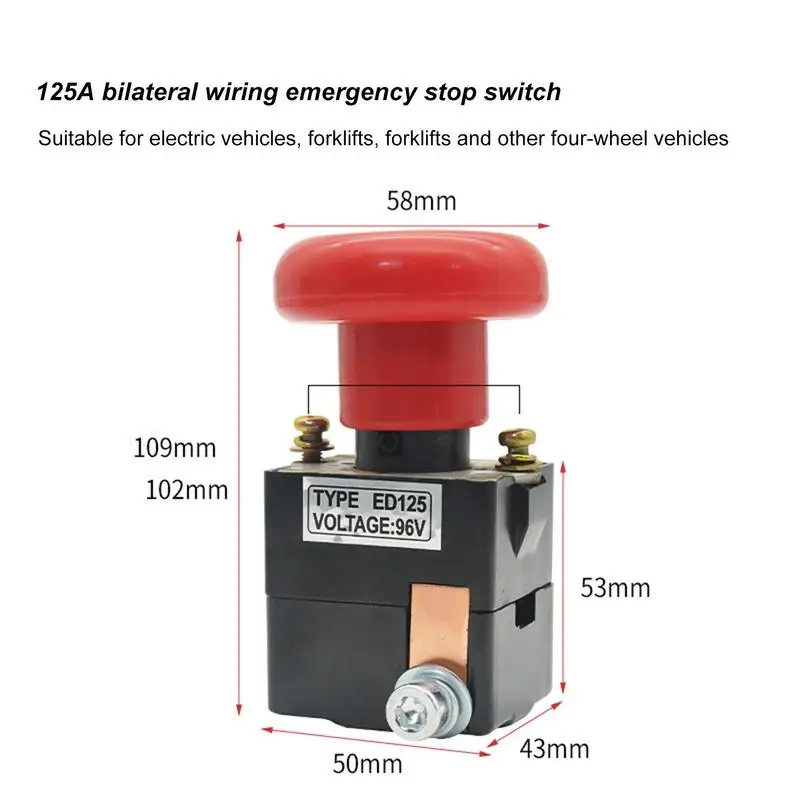 Power Off Button Fire Proof Good Conductivity Stop Switch Low Resistivity Flame Retardant Anti Wear Heat Resistant Power Switch