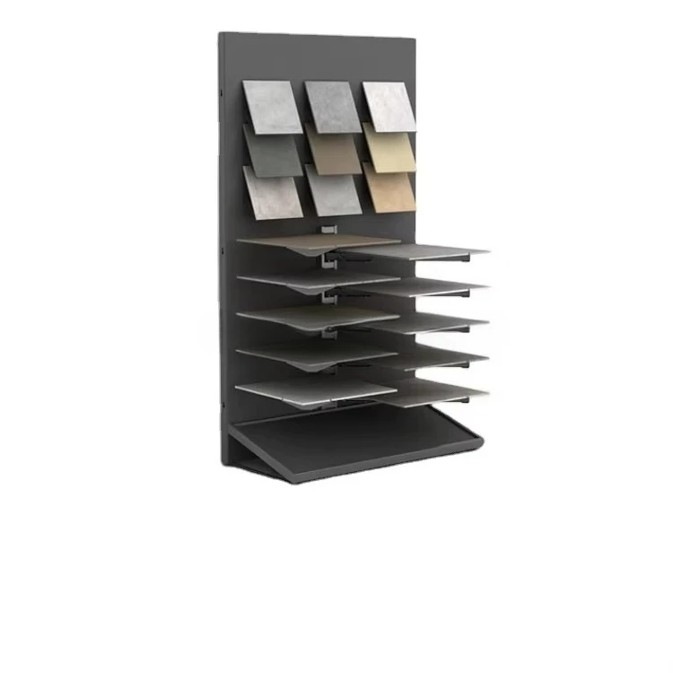 

&c Custom Quality Multi-style Metal Modern Waterfall Tile Display Stand Stone Ceramic Tile Small Sample Display Stand