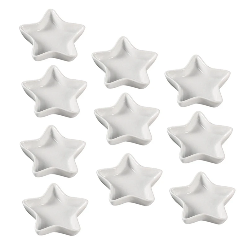 10PCS Five-Pointed Star Shaped Condiment Dishes Dipping Sauce Dish Soy Sauce Pinch Bowl Ceramic BBQ-Chip & Serving Bowl