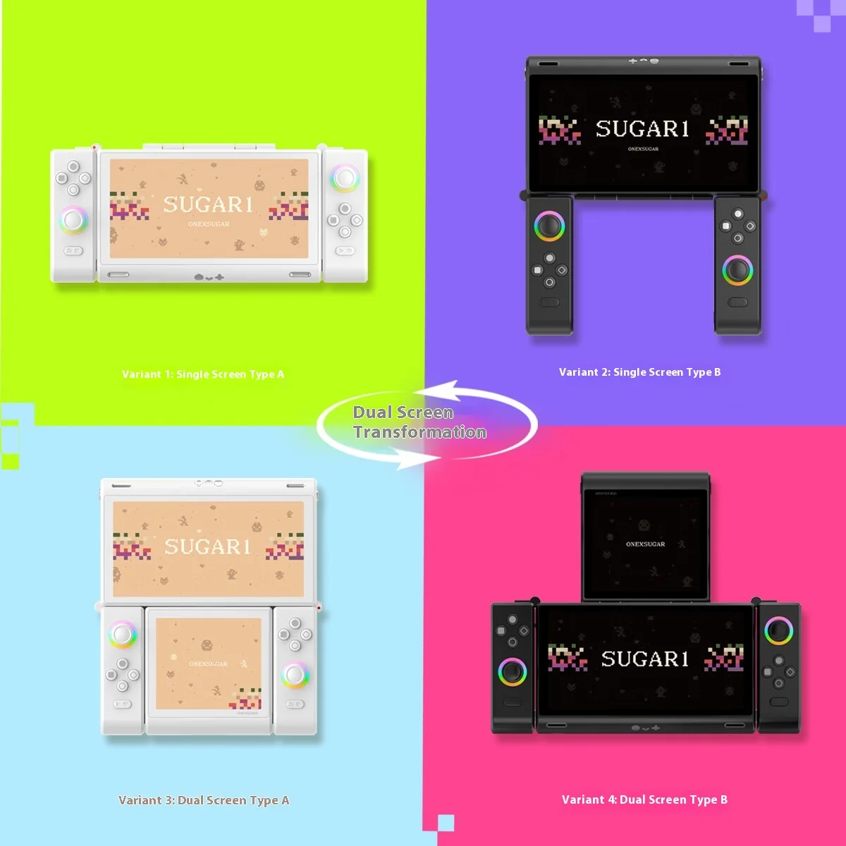 OneXPlayer OneXsugar Sugar 1 مشغلات الألعاب المحمولة Android14 شاشات OLED المزدوجة 512 جيجابايت تشوه وحدات تحكم الألعاب عصا التحكم في القاعة #2