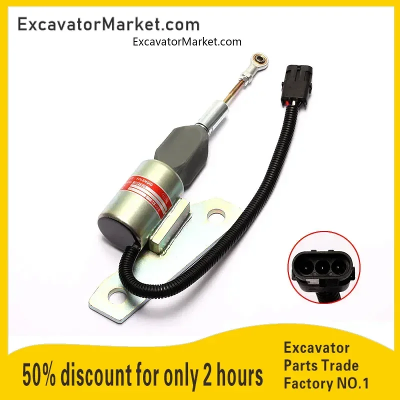 

For LIUGONG LG225c Cummins 6BT flameout solenoid valve switch 3991625 cut-off oil stop valve high quality excavator accessories