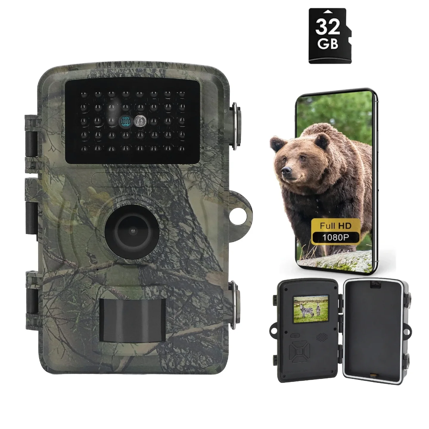 Trail Camera 16MP 1080P Infrared Night Vision Motion Activated with 38 LEDs for Home Surveillance Outdoor Wildlife