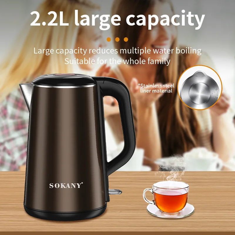 Electric Teapot 2.2L Electric Kettle for Tea Maker 220V 2000W Electric Water Heater Coffee Pots Smart Kettle Kitchen Appliances