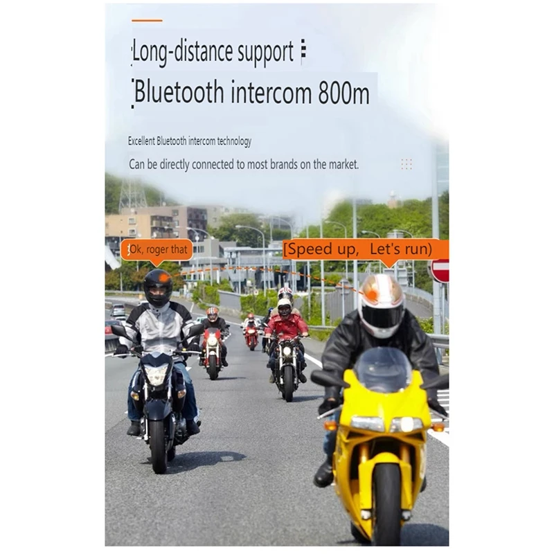 Motorcycle Helmet Bluetooth Intercom Wireless Headset Cycling Helmet Headset 2 People 1000M Intercom Waterproof Easy Install