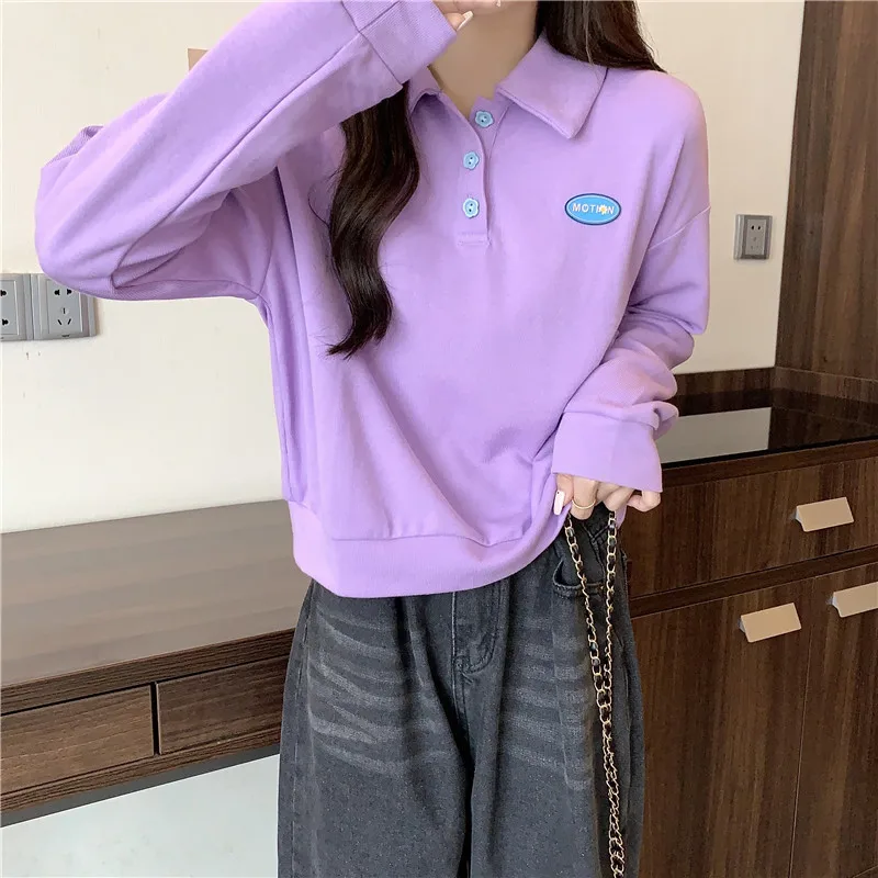 Primavera otoño fino Ne sudadera mujer suelta larga Sve ort Sle coreano versátil Top College Sle suelta Fit