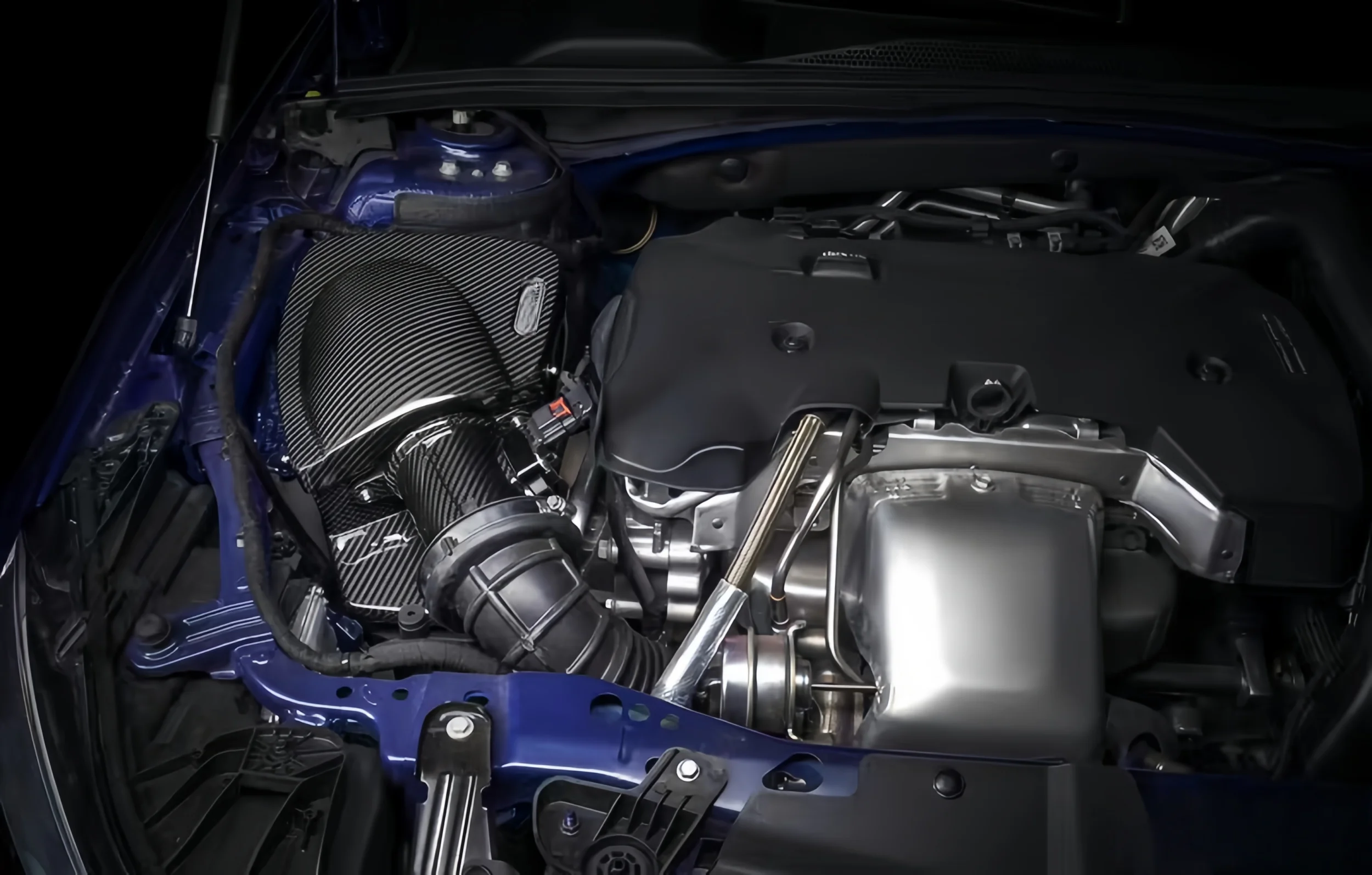 أطقم مدخل هواء من ألياف الكربون الجافة الحقيقية لعام 2018 لنظام السحب البارد لسيارة شيفروليه ماليبو XL 2.0T GTR