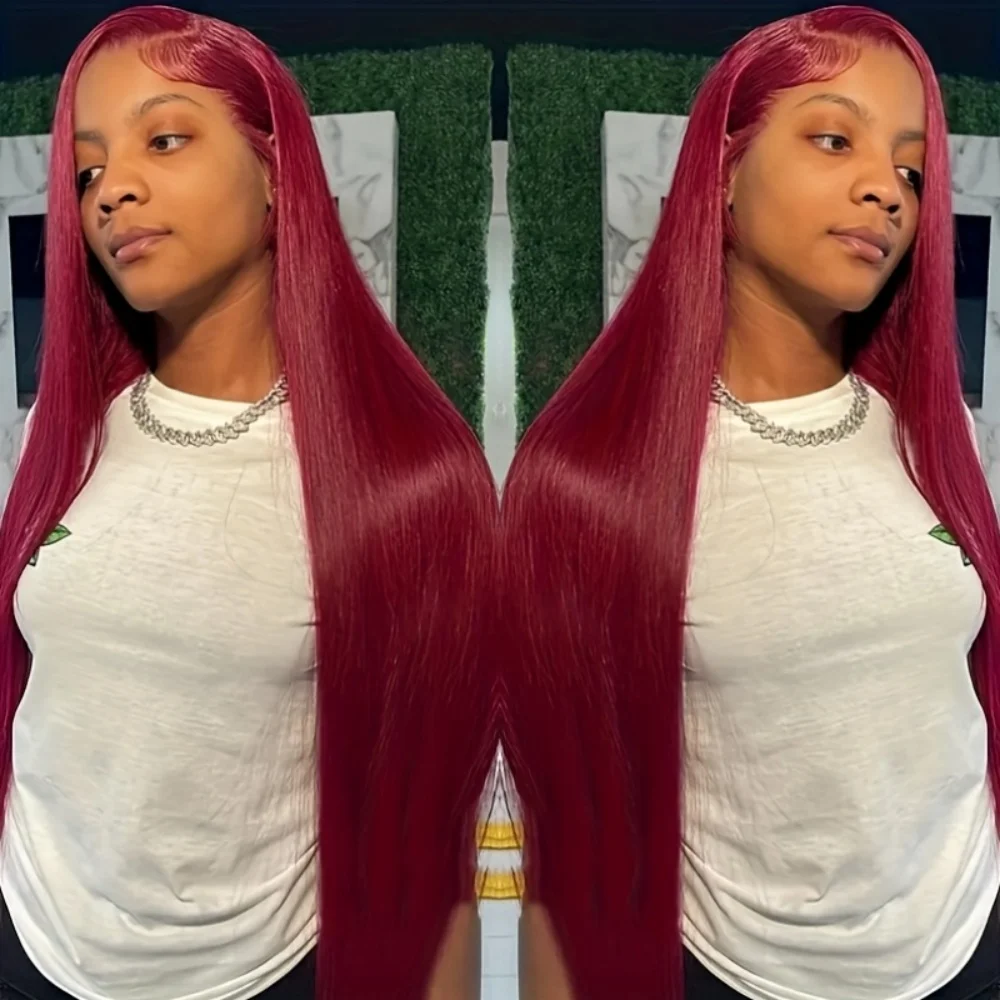 99J بورجوندي الدانتيل الجبهة الباروكات شعر طبيعي مفرود للنساء قبل قطعها 13x6 الدانتيل الباروكات الأمامية شعر الإنسان HD شعر مستعار دانتيل شفاف