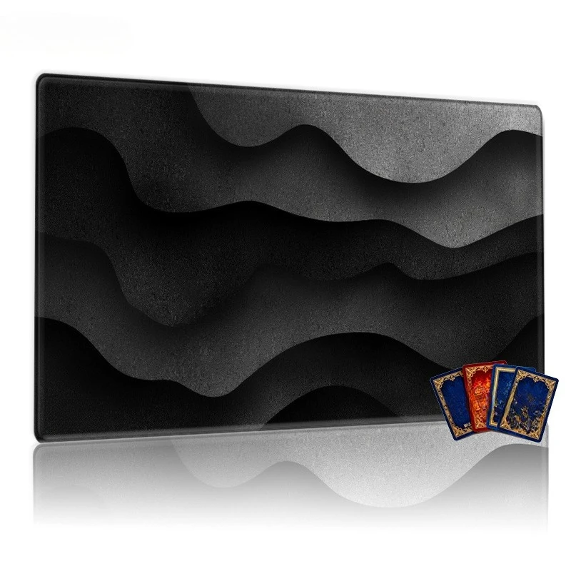Collectible card game table mat suitable for black and white abstract wavepatterned paper mats for card games gift for card game
