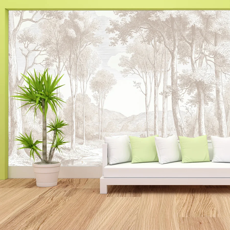 10+ Landscape Walls Renovation Mural Scenery Jungle Forest Painting Wallpaper Home Decor for Living Room, Peel N Stick Optional