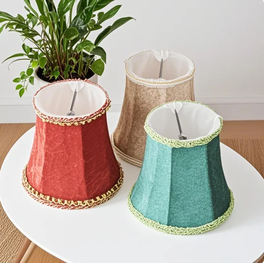 1Pc Wall Lamp Candle Chandelier Cover Retro Lampshade Fabric Solid Color Chandelier Cloth Lampshade Enclosure Accessories