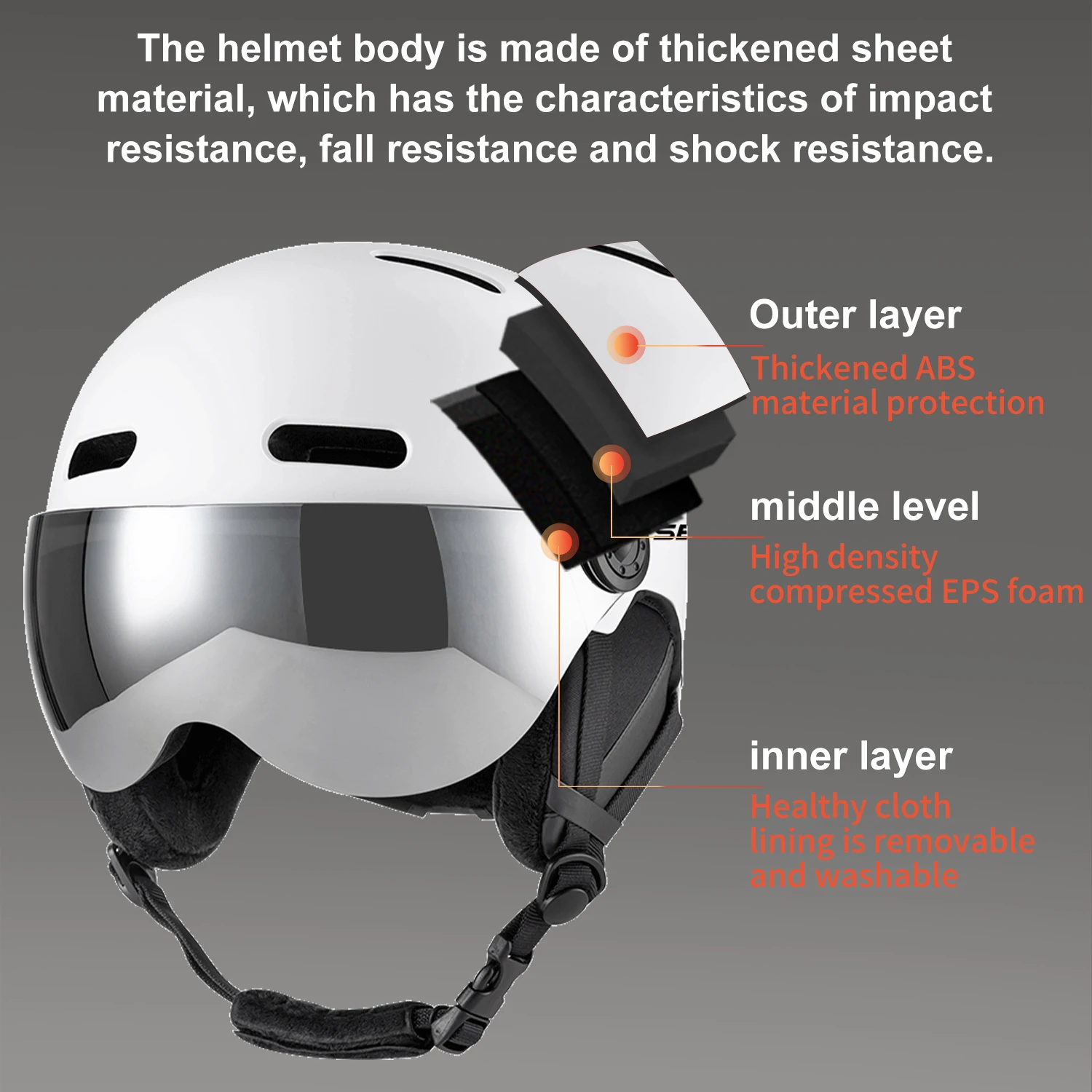 SEEKERWinter Sports Ski Helmet Ski Integrated Mirror Helmet Anti-Impact Adult Single Board Double Board Outdoor Ski SafetyHelmet view 4