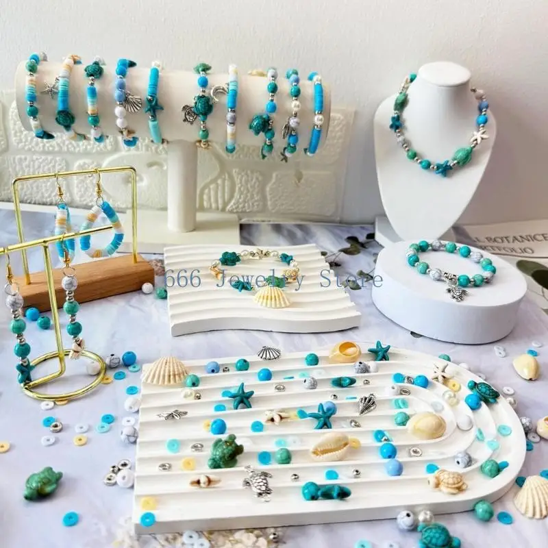 F2TD Marine Bead Set for Jewelry Making, 24 Compartment Storage Box with Ocean Theme Pieces for DIY Bracelets Necklaces Earrings