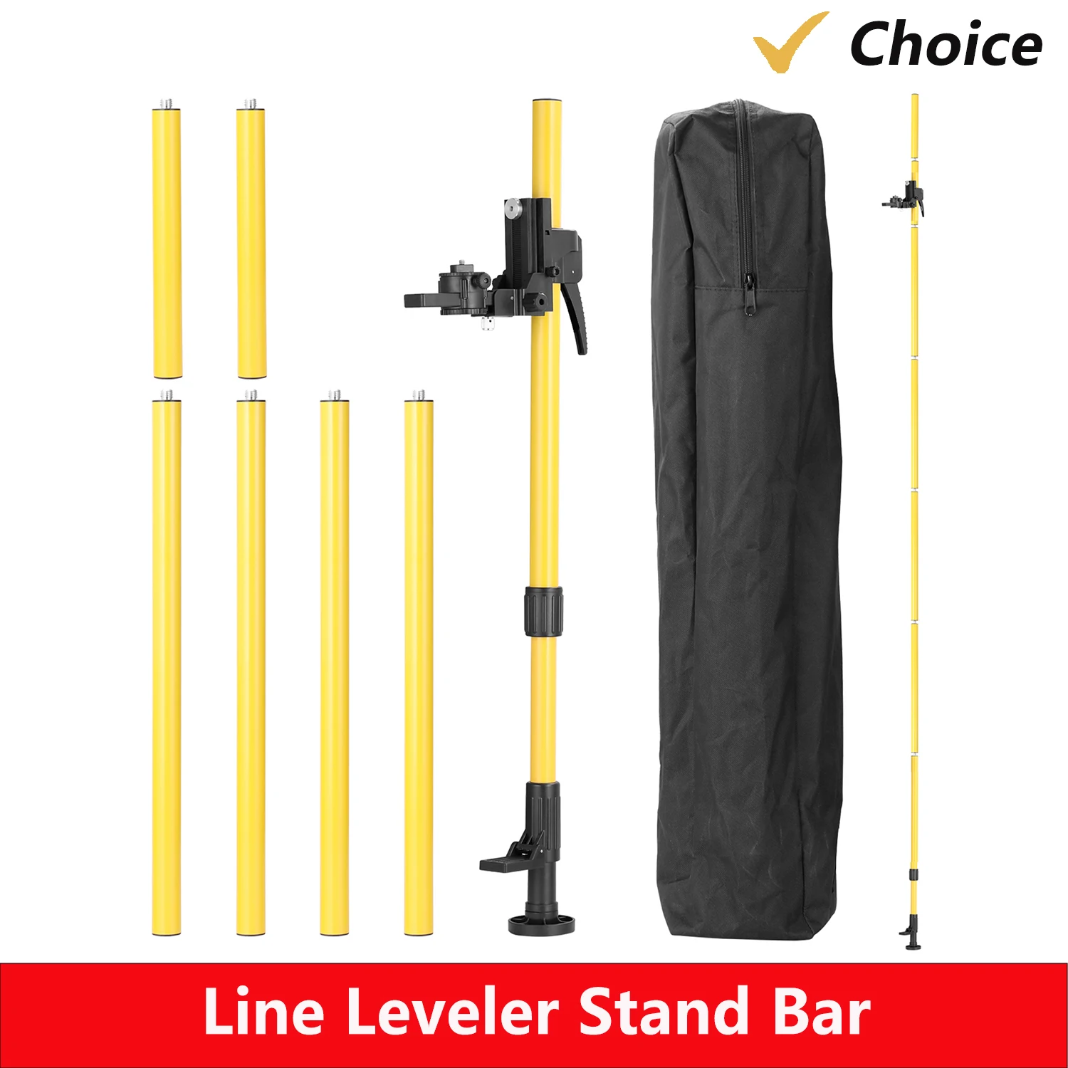 Max 4.2m Height Adjustable Line Leveler Stand Bar Telescopic Pole Bracket 1/4\'\' Thread Lift Extend Holder for Laser Level