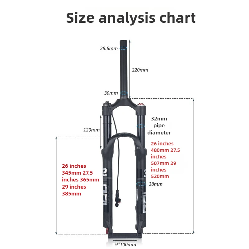 BOLANY Dual Air MTB Suspension Fork 26/27.5/29 Inch Remote/Shoulder Control Lockout Damping Adjustment Magnesium Alloy Fork Legs