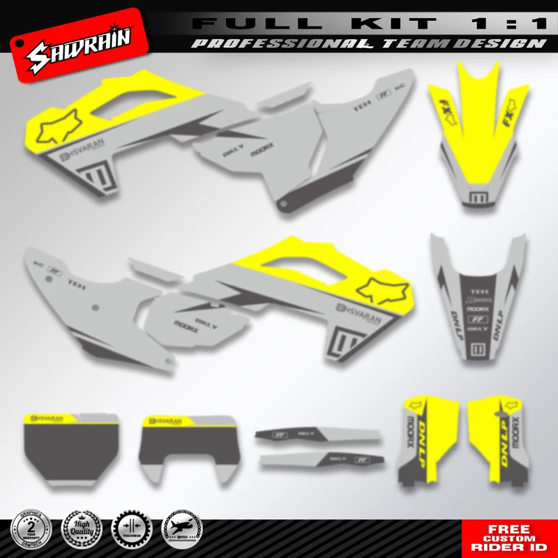 

Sawrain Motorcycle Sticker Custom Team Graphics Decals Kit For Husqvarna FC 250 450 2023 Gray&LIght Yellow