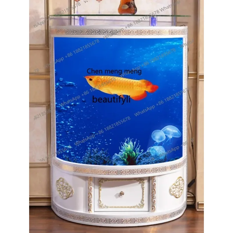 

E136 European-Style Semicircle Fish Tank Aquarium Home Living Room Floor Wall Change Water Goldfish Tropical Fish Brocade Li