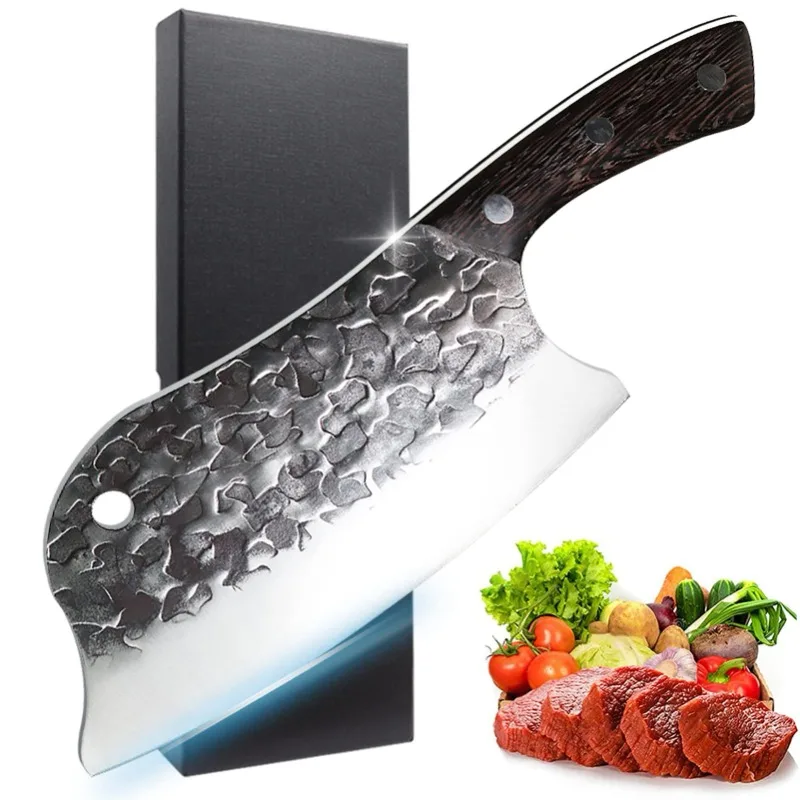 Stainless steel KIthcen Knife Meat Cutter Hand Forged Meat Cutter Full Handle Bone Cutter Kichen Bonong Knife Kitchen Tool