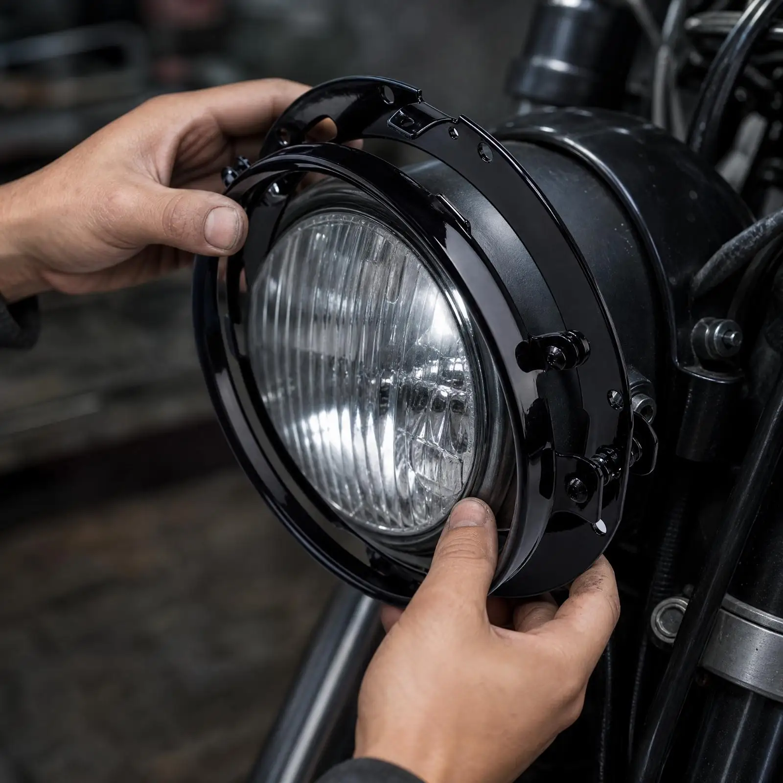 Round Headlight Mounting Loop Motorcycle Bracket High Carbon Steel Adjustable Hardware for Custom Front End