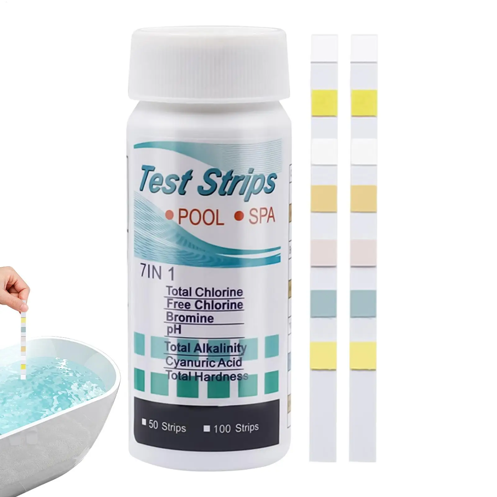 100pcs 7-in-1 Water Test PH Strips Multipurpose Water Tester Paper High Precision Easy Detection Aquarium Pool Accessories