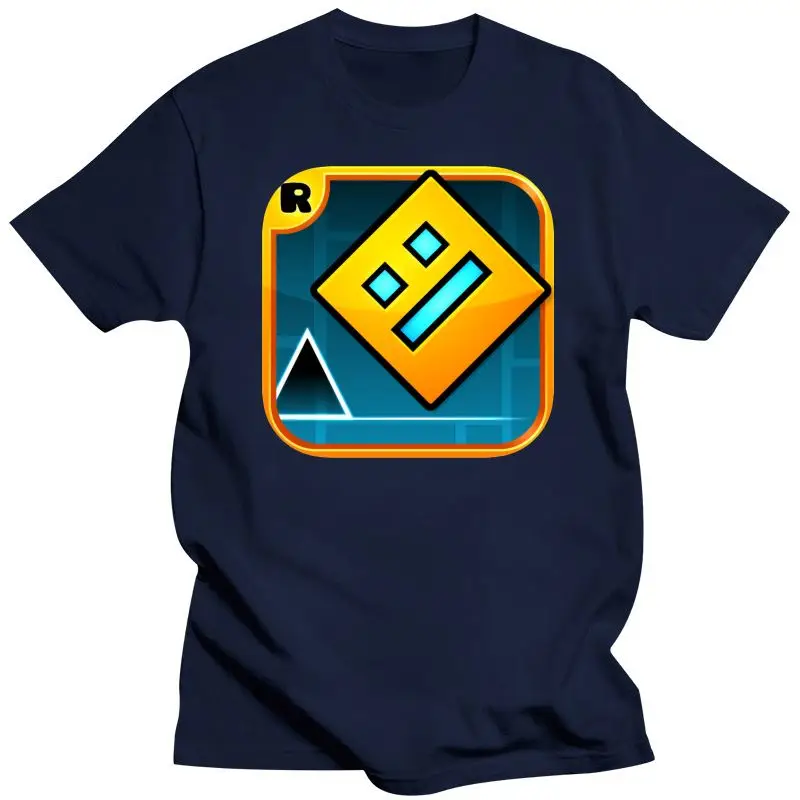 Brand New Summer Geometry Dash Game Logo T-Shirt Short Sleeves Cotton Tee Shirts Casual Tee Shirt Homme