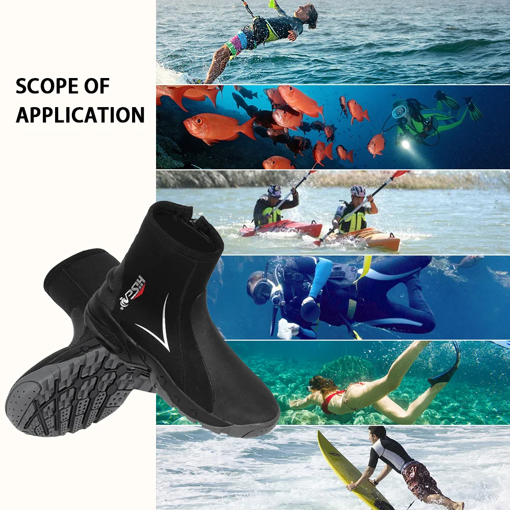 Dive Boots Wetsuit Boots 15mm Neoprene with Side Zipper Warm Anti-Slip for Men and Women Snorkeling Scuba Diving Dive Booties