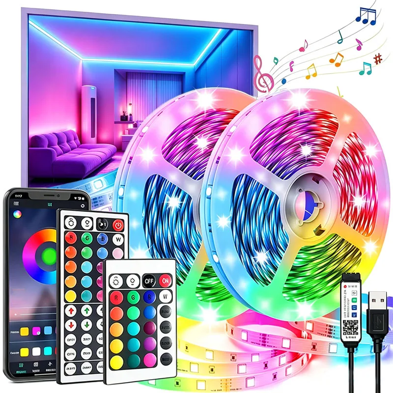 5V USB Led Strip Lights for Room with APP Control Flexible Ribbon 5m/10m/20m Luces Led Tape for Room Bedroom Decor