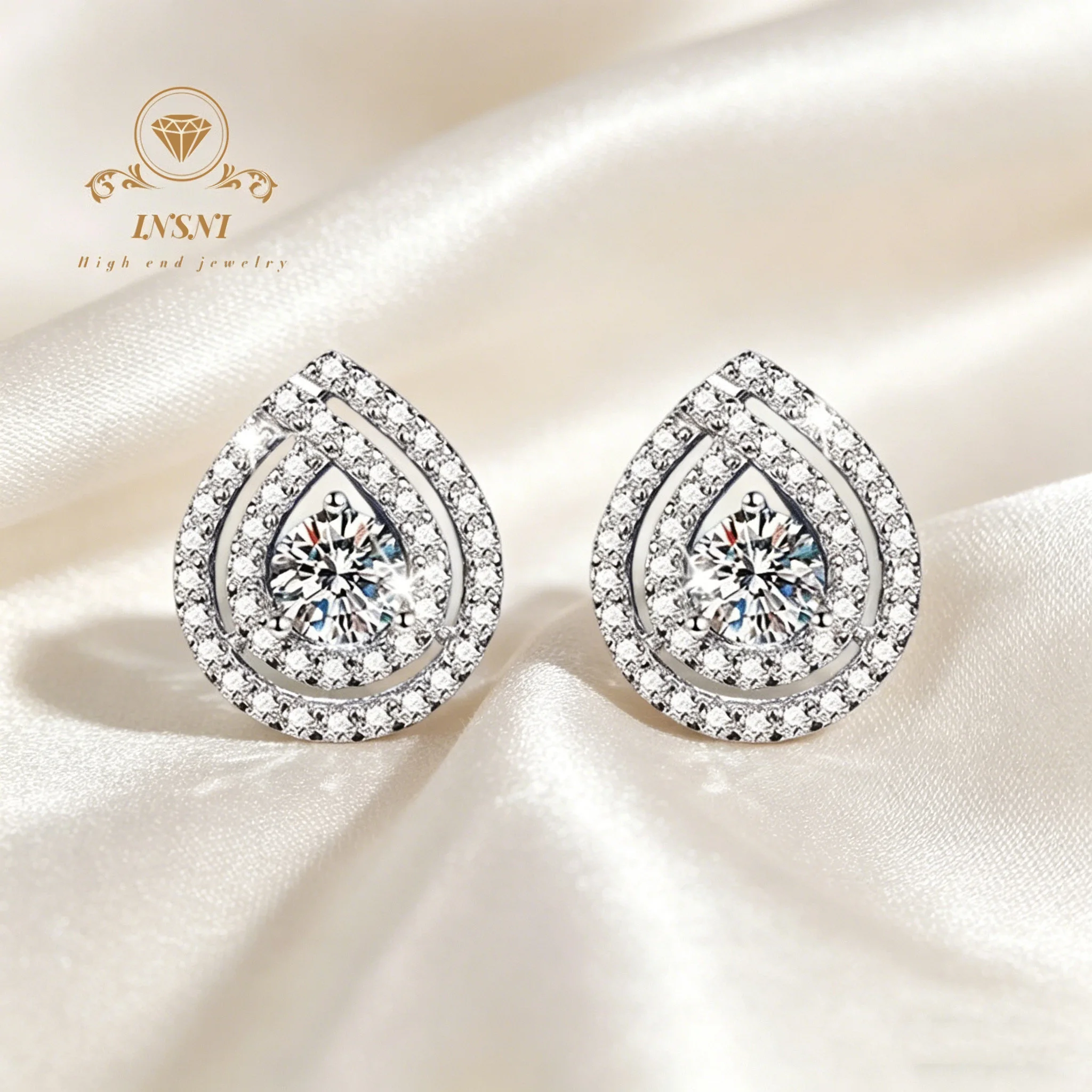 

925 Sterling Silver Teardrop Moissanite Stud Earrings, Affordable Light Luxury Jewelry Gifts for Women No Allergy Banquet Dress