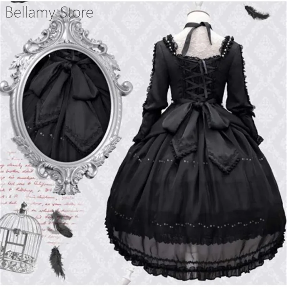 Tailor-made Gothic Lolita Dark Queen style lace pleated gown set