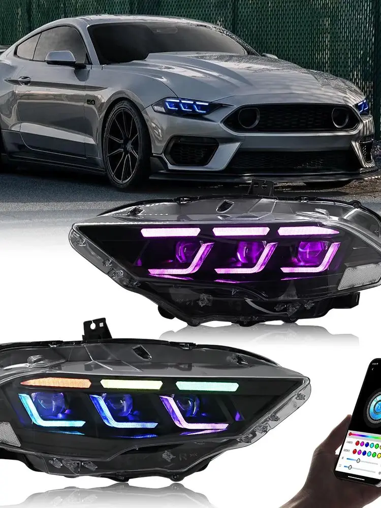 DRL Devil's Eyes Projektorlinse LED-Scheinwerfer-Baugruppe für Ford Mustang 2013-2014 2015 Helle LED-Scheinwerfer-2017 2018-2023 Scheinwerfer