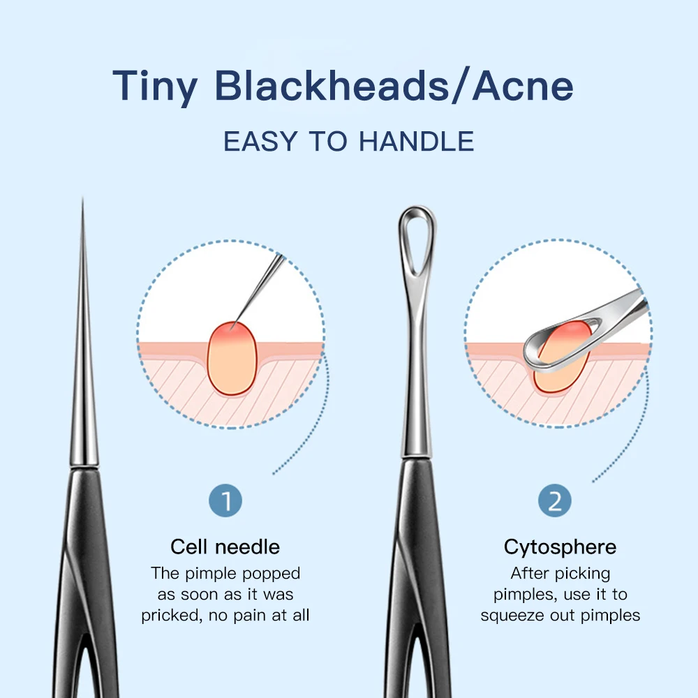 Acne Needle Blackhead Clip Remover Extraction Popper Pore Black Head Cleaner Face Skin Care Deep Cleansing Needle Tool