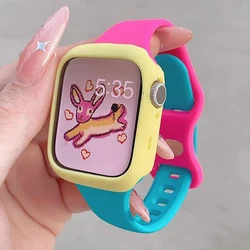 2pcs/set Silicone Small Waist Watch Strap & Soft Protector Case For Apple Watch 38/40/41/42/44/45/49mm,Ultra/SE/9/8/7/6/5/4/3/2