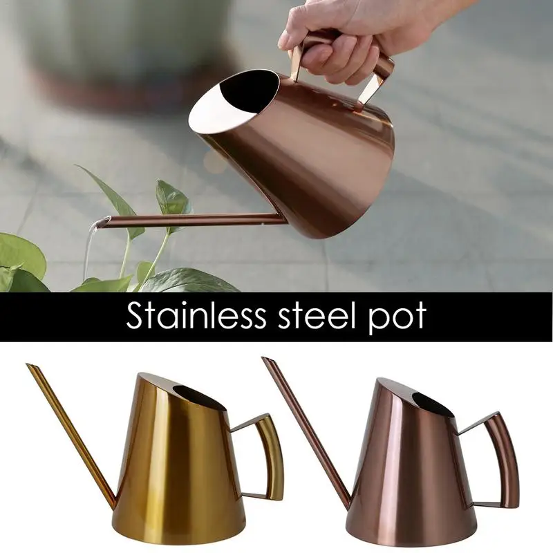 

400-1500ML Stainless Steel Long Mouth Watering Pot Green Plant Watering Can Golden Watering Kettle Small Watering Gardening Tool