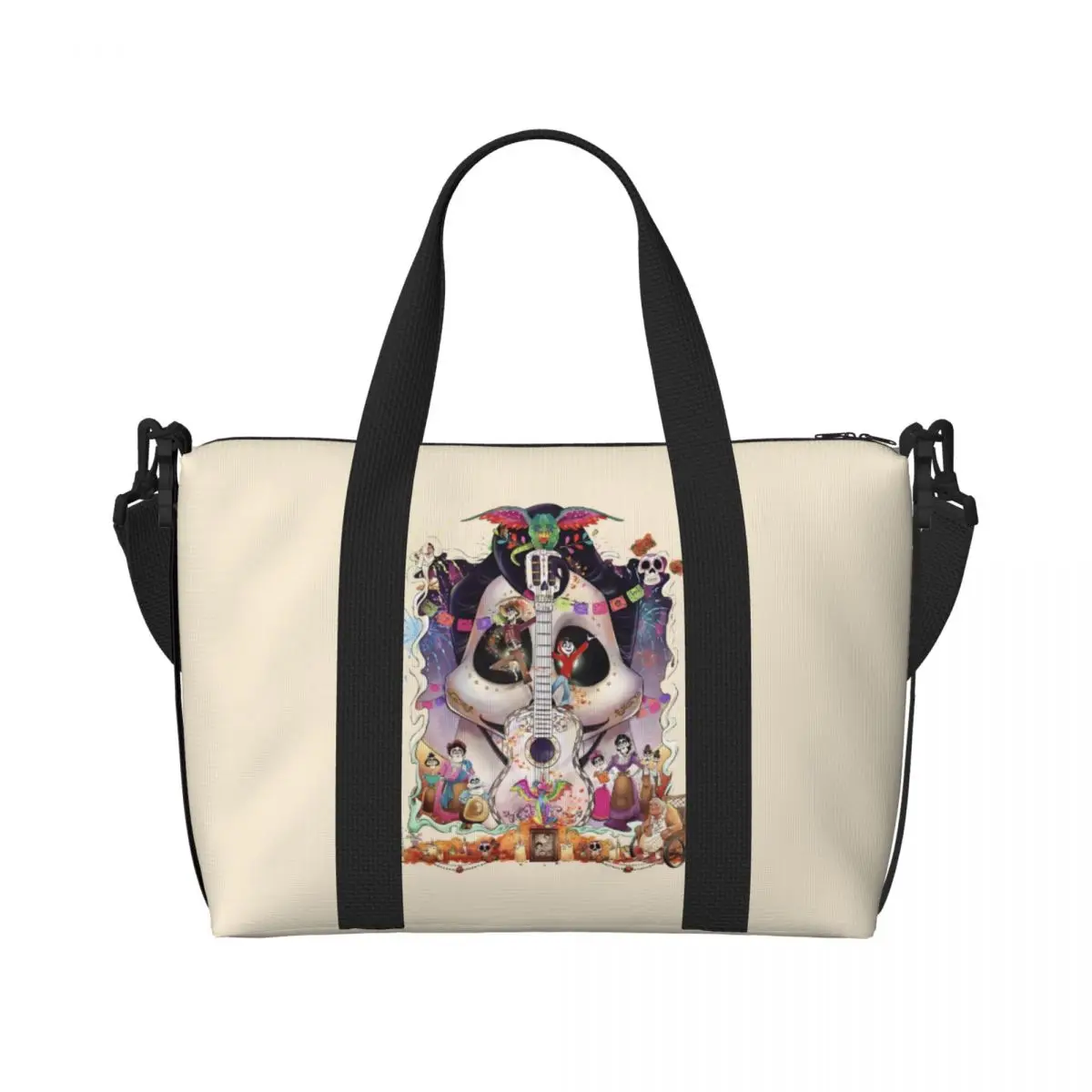 

Custom Coco Beach Tote Bag Women Dﾙa de los MuertosῸ Large Compartment Gym Beach Travel Bags