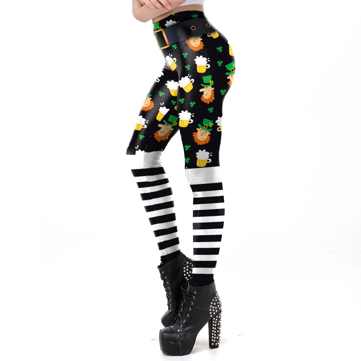 Fashion Female St Patricks Day Irish Green Shamrock Legging For Women Fitness Push Up Elastic Waist Trousers 2026 New Yoga Pant