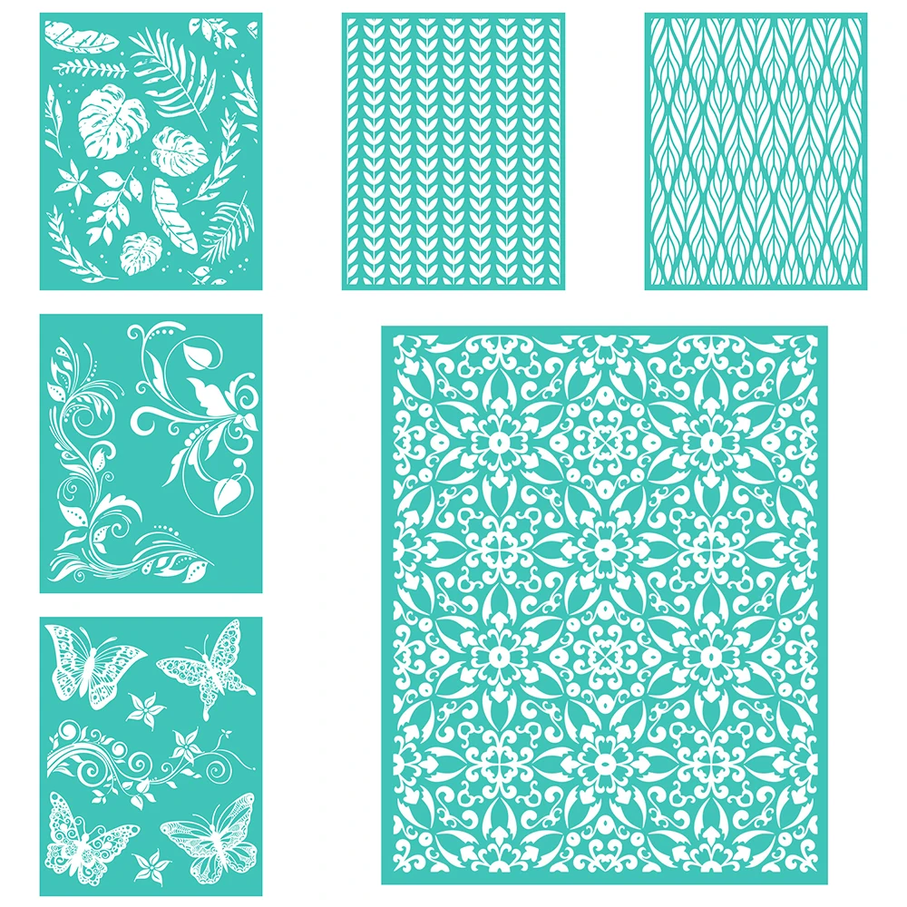 Patrón geométrico de mariposa y flor de remolino de hojas, serigrafía autoadhesiva reutilizable de 8x10 pulgadas para decoración de tela para el hogar DIY