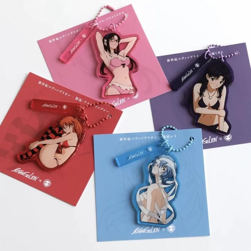 Evangelion Asuka funda para auriculares colgante llaveros Anime Ayanami Rei mochila encanto decoración Katsuragi Misato llavero regalos