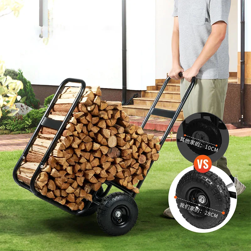 Personalized Firewood Cart Large Capacity Firewood Transportation Trolley More Simple Outdoor Hand Push Storage Tool Cart