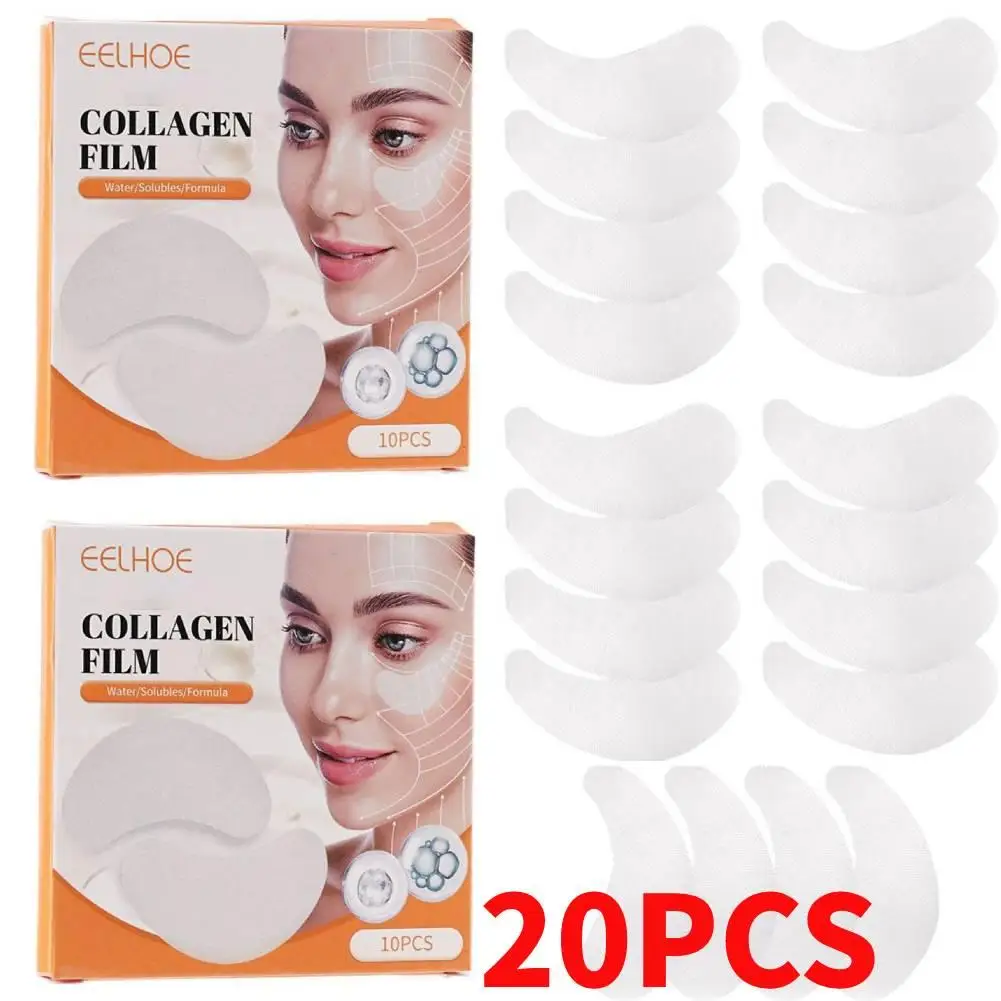 20Pcs Collagen Film Korea Collagen Soluble Patches Film Moisturizing Face Eye Lifting Firming Eye Mask