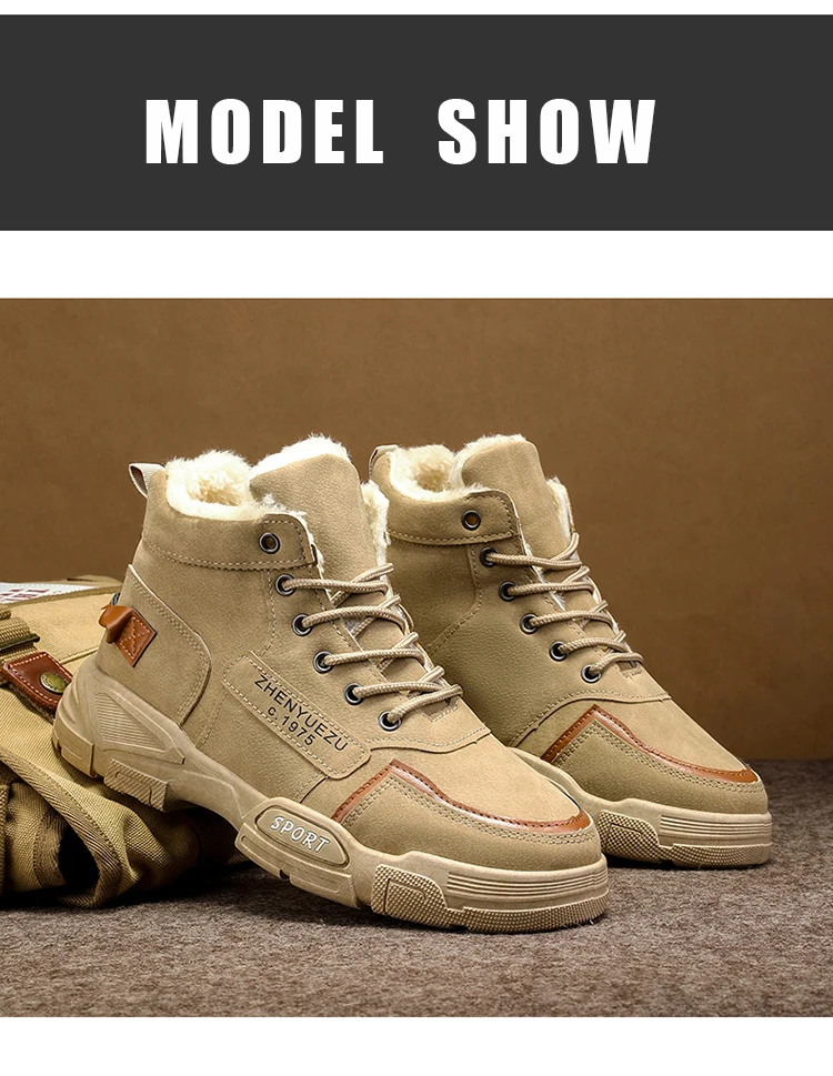 Herren-Schneestiefel, mit Fleece gefüttert für Wärme, verschleißfest und rutschfest, leicht und atmungsaktiv, weich und bequem, trendig und lässig, geeignet für Outdoor-Aktivitäten, Arbeit und Pendeln im Herbst und Winter. – Detail 18