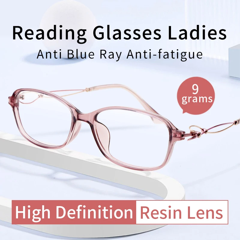 

TR90 Anti Blue Light Reading Glasses Women Retro Round Magnifying Glasses Frames Presbyopia Eyewear Ladies On Strength